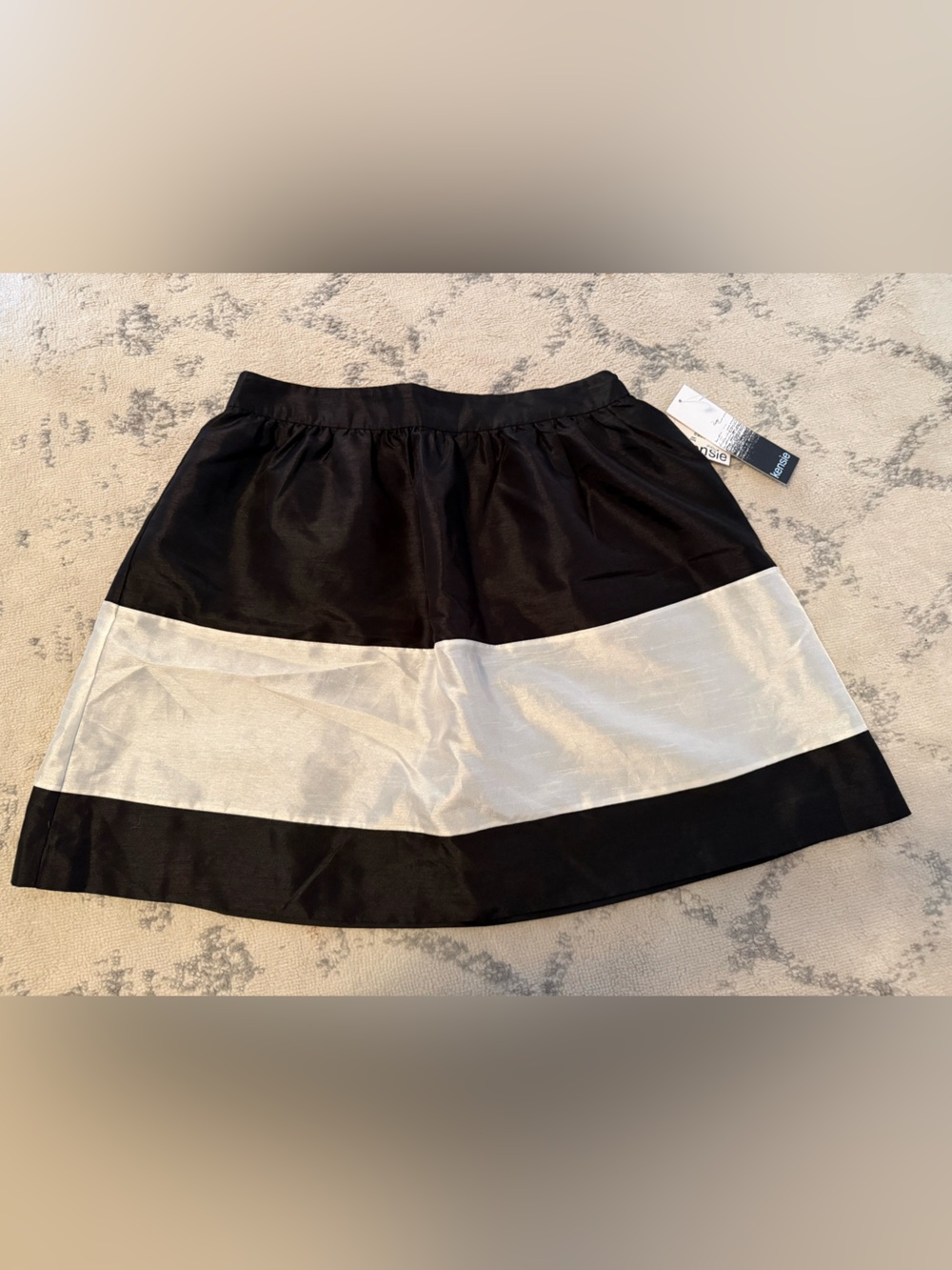 Kensie Black and Ivory Colorblock Mini Skirt